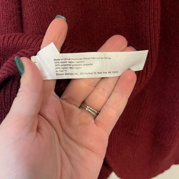 ELOQUII NWT Plus Size Curvy Burgundy Ribbed Balloon‎ Sleeve Knit Sweater 22/24 - Picture 7 of 7